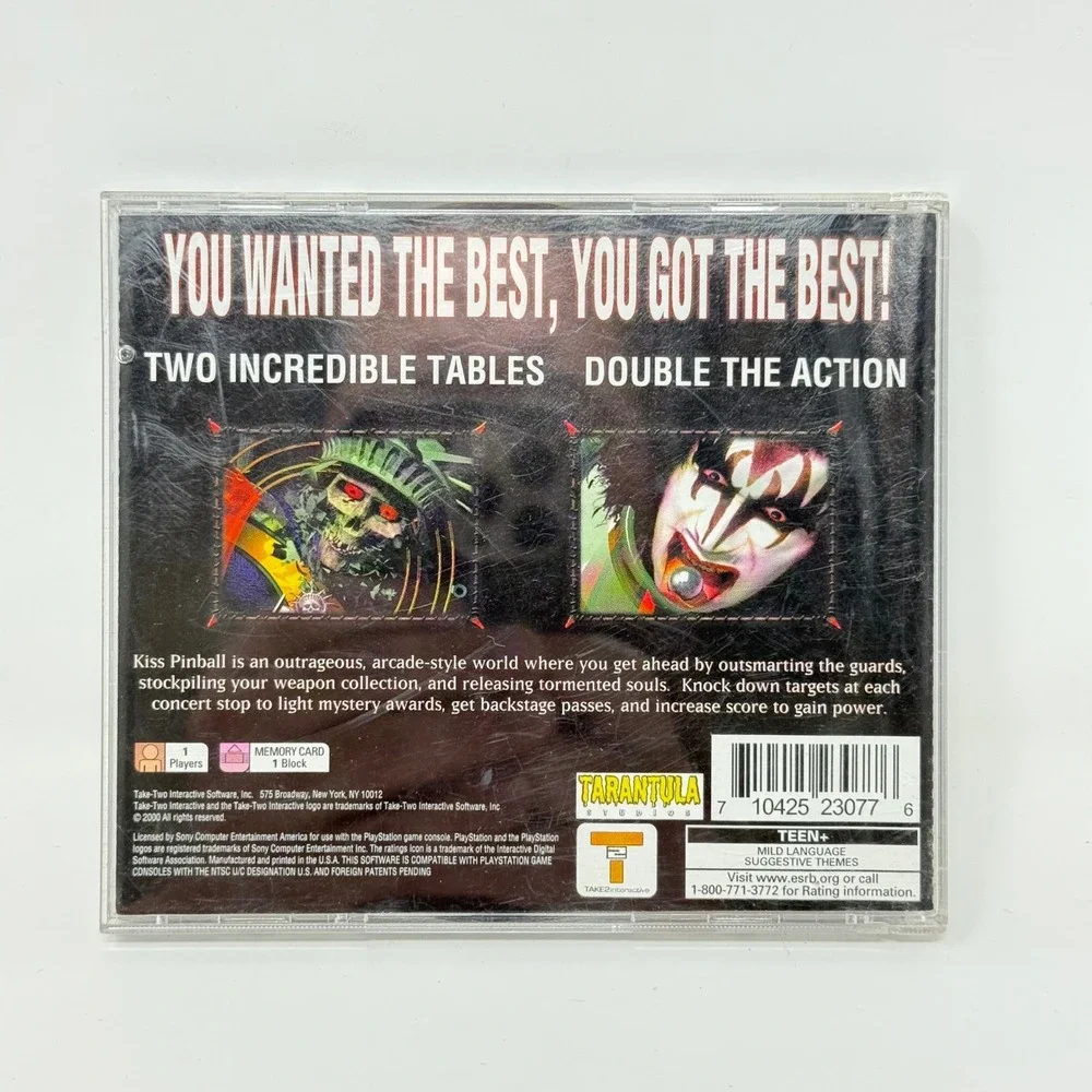 KISS Pinball Sony PlayStation 1 PS1 2000 Take-Two SLUS-01366 Black Disc Arcade